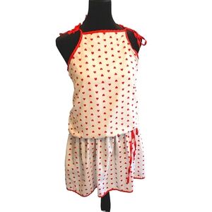 Vintage 80s Heart Pattern Mini Dress Spaghetti Strap